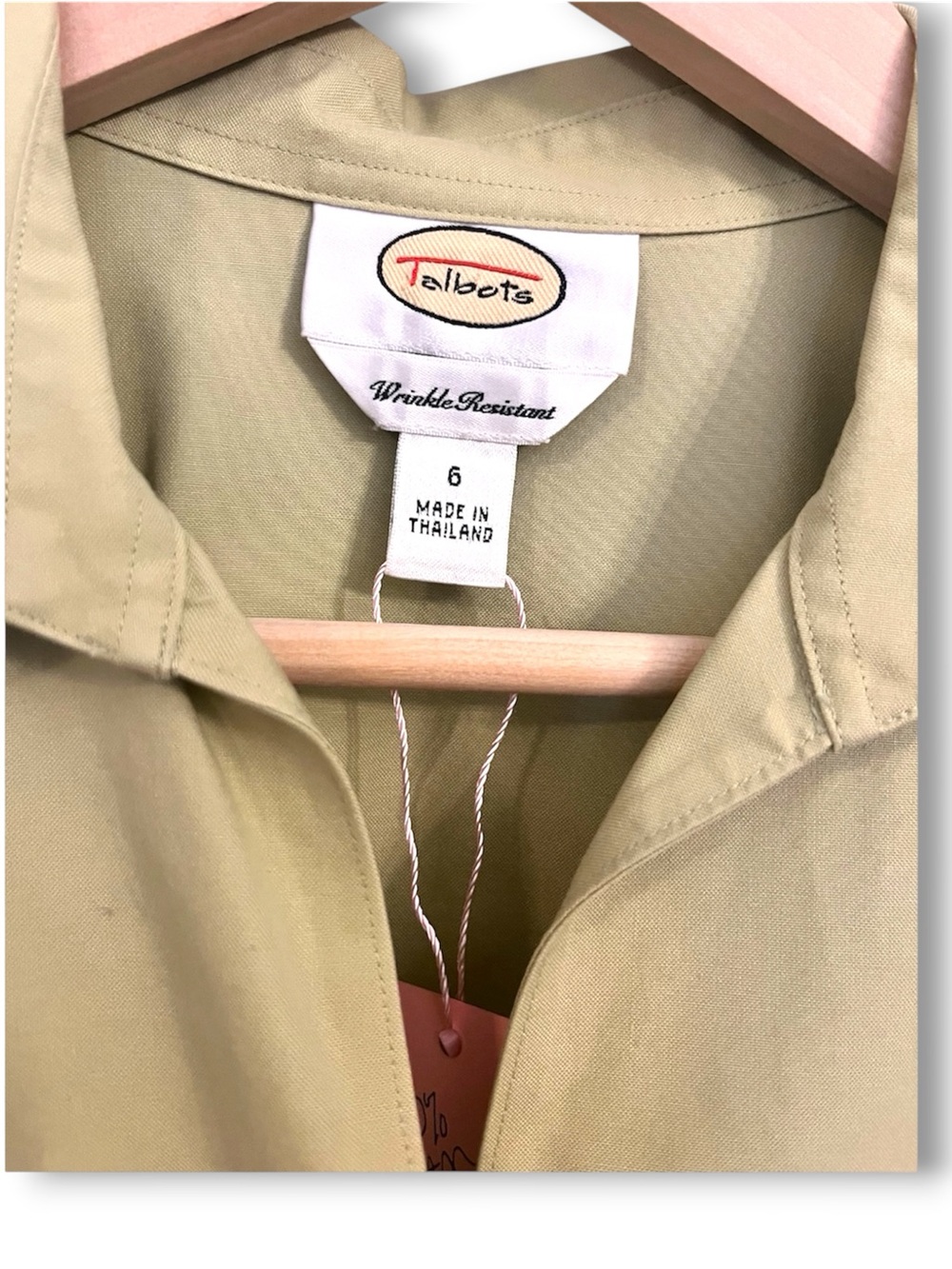 Talbots Light Olive Collared Button-Front Top - Picture 3 of 4